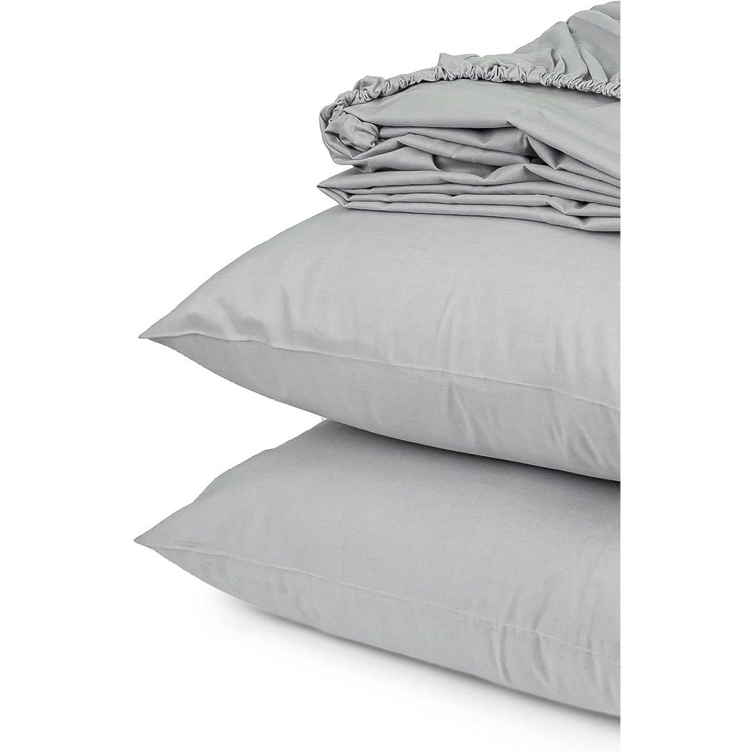 طقم ملايات بحواف مطاطية - 120*200 سم - رمادي