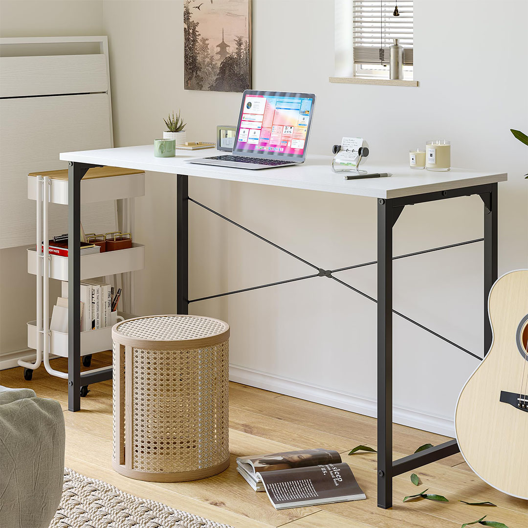 مكتب كمبيوتر منزلي خشب - 50*74*90 سم - أبيض