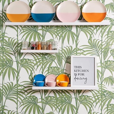 رف صور حائط شكل حرف L - أبيض