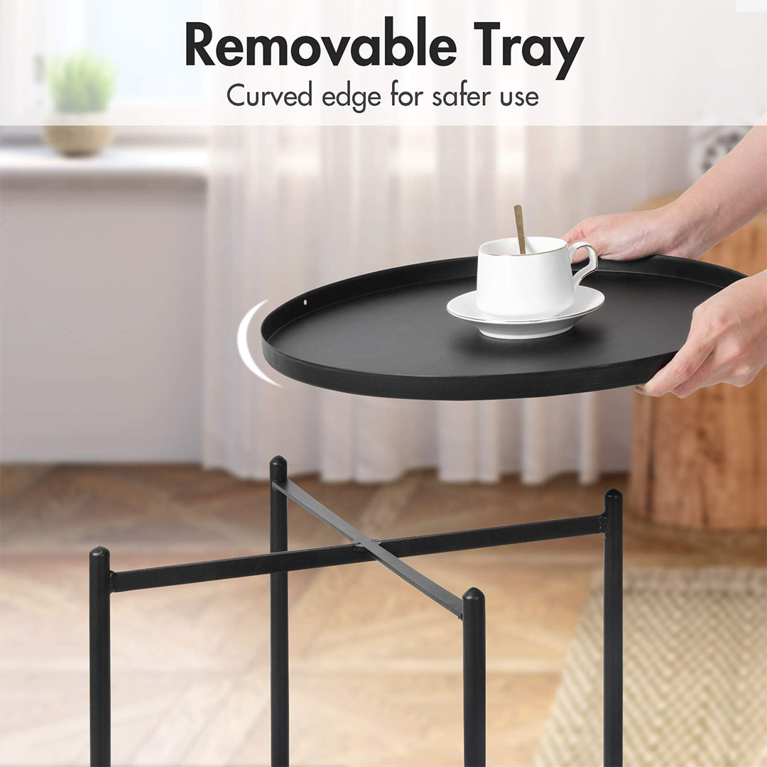 ترابيزه مودرن مع صينية قابلة للإزالة - أسود