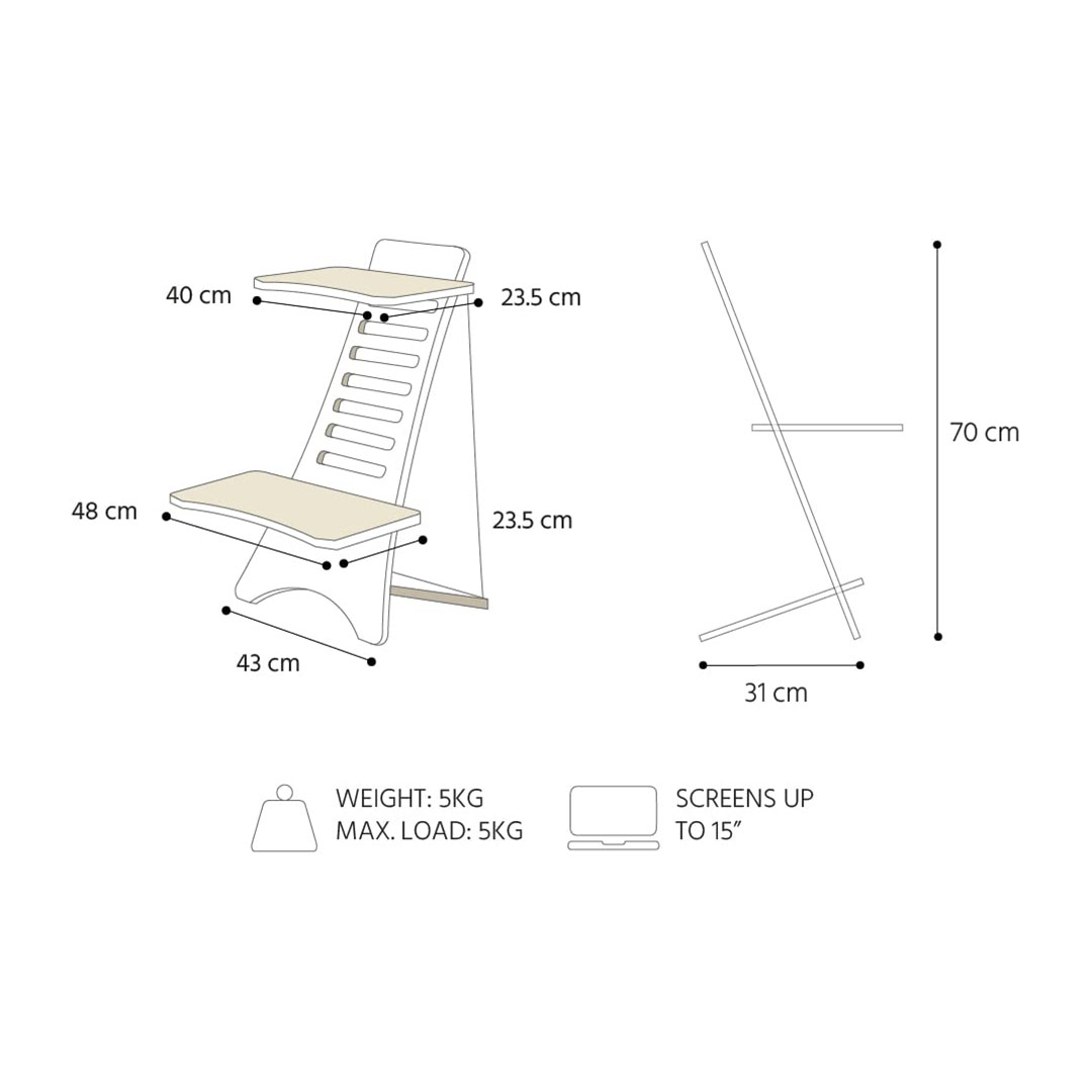 ‎Stan-1 مكتب استاند خشبي - رمادي