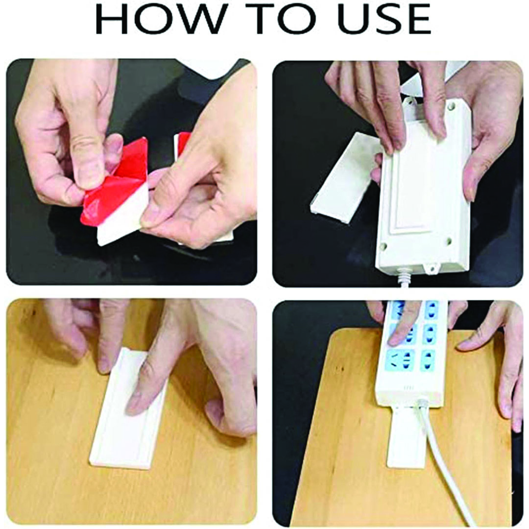 حامل مشترك الكهرباء ذاتي اللصق - 2 قطعه - أبيض