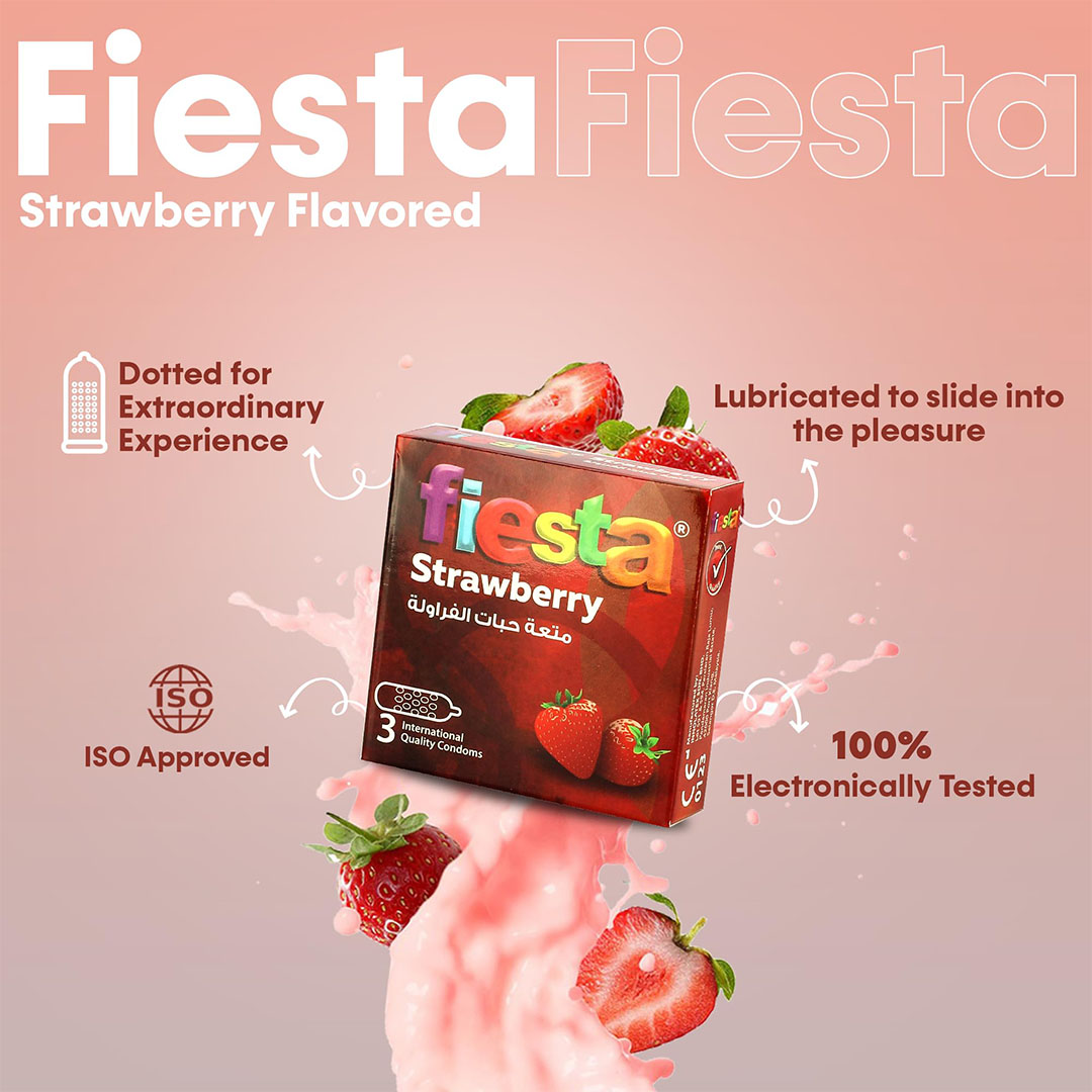 واقي ذكري محبب - فراولة - 3 قطع