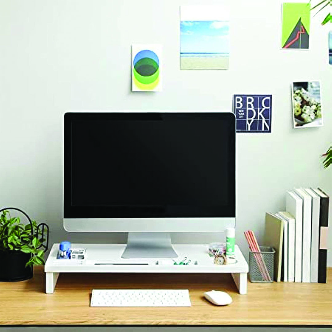 حامل خشبي للاب توب والتلفزيون - أبيض