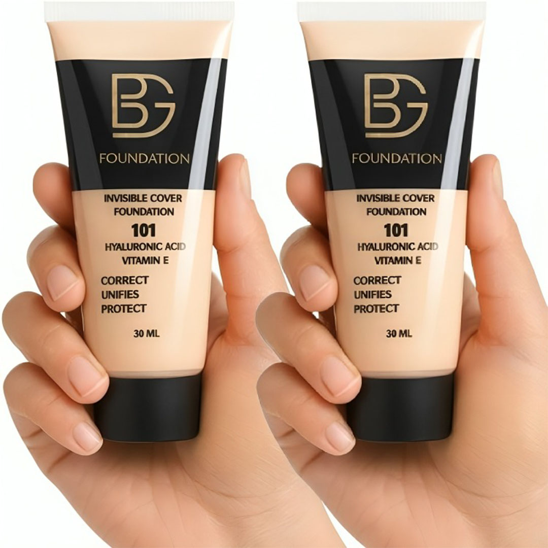 BG فاونديشن سائل 101 بتغطية كاملة ولمسة نهائية غير لامعة- 30 مل (1+1 مجانا)