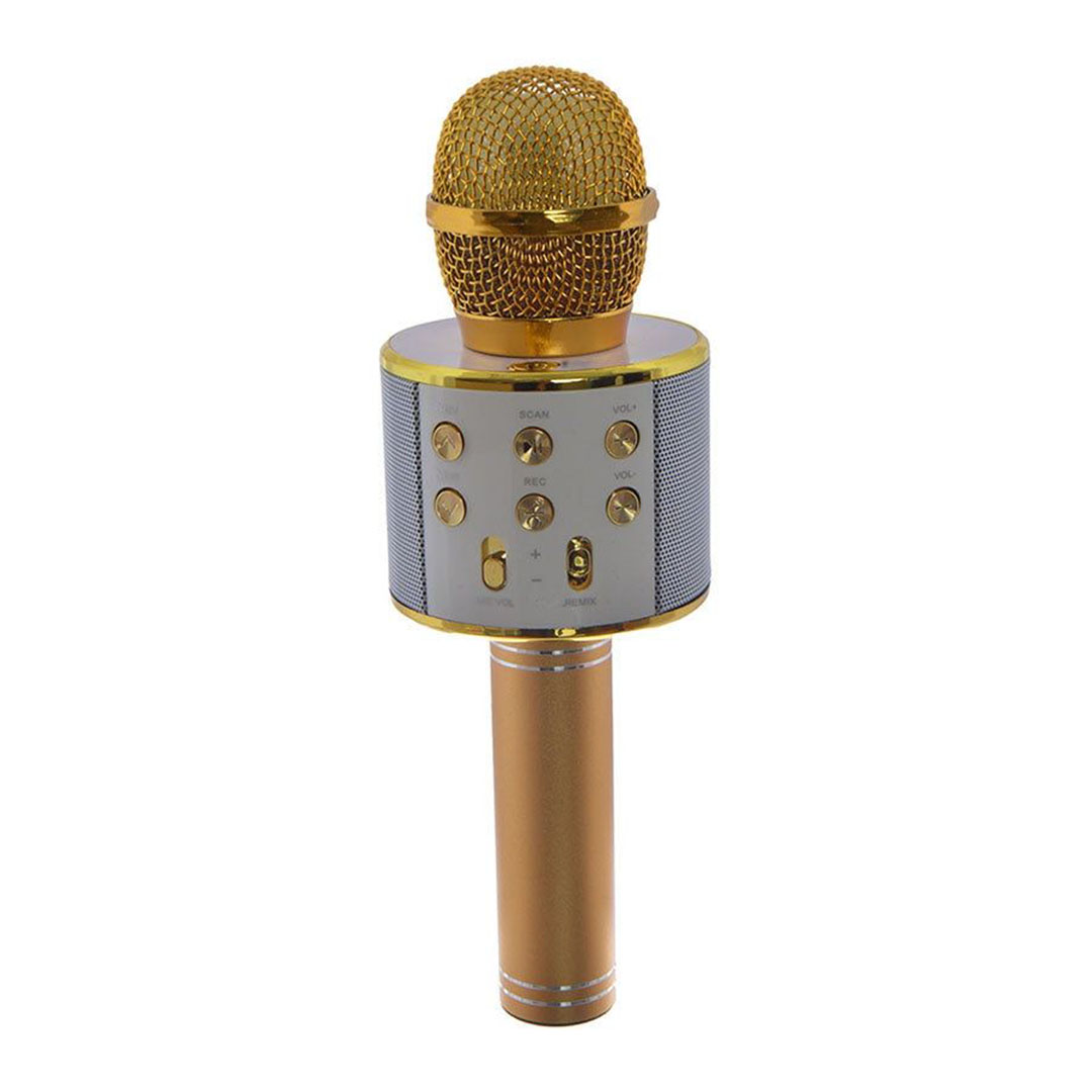 ميكروفون اللاسلكي بلوتوث مع مؤثرات صوتية وتغيير الصوت - ذهبي - WS-858