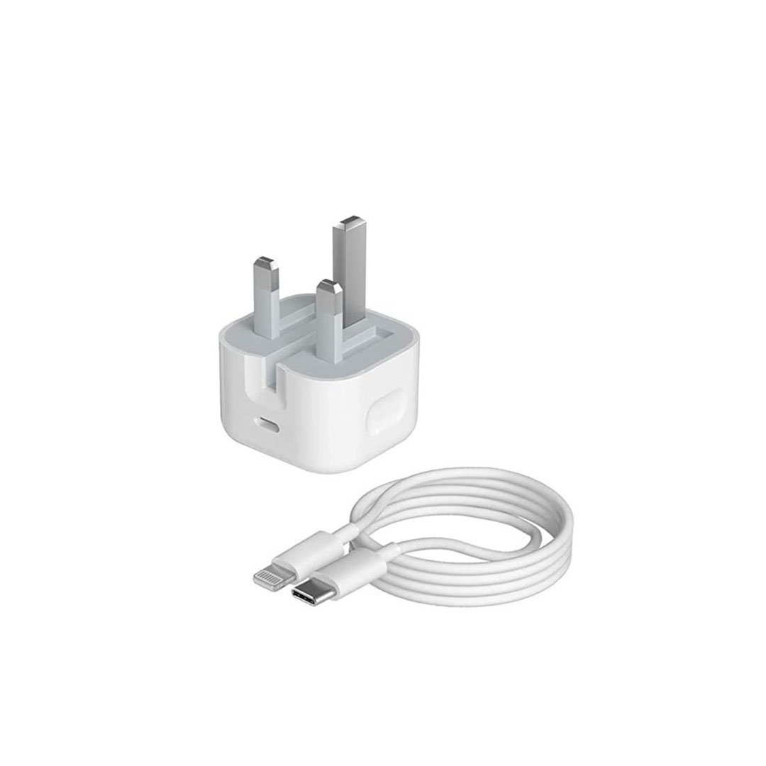 محول شاحن مع كابل ابل ايفون - 25 وات - USB-C/Lightning - أبيض
