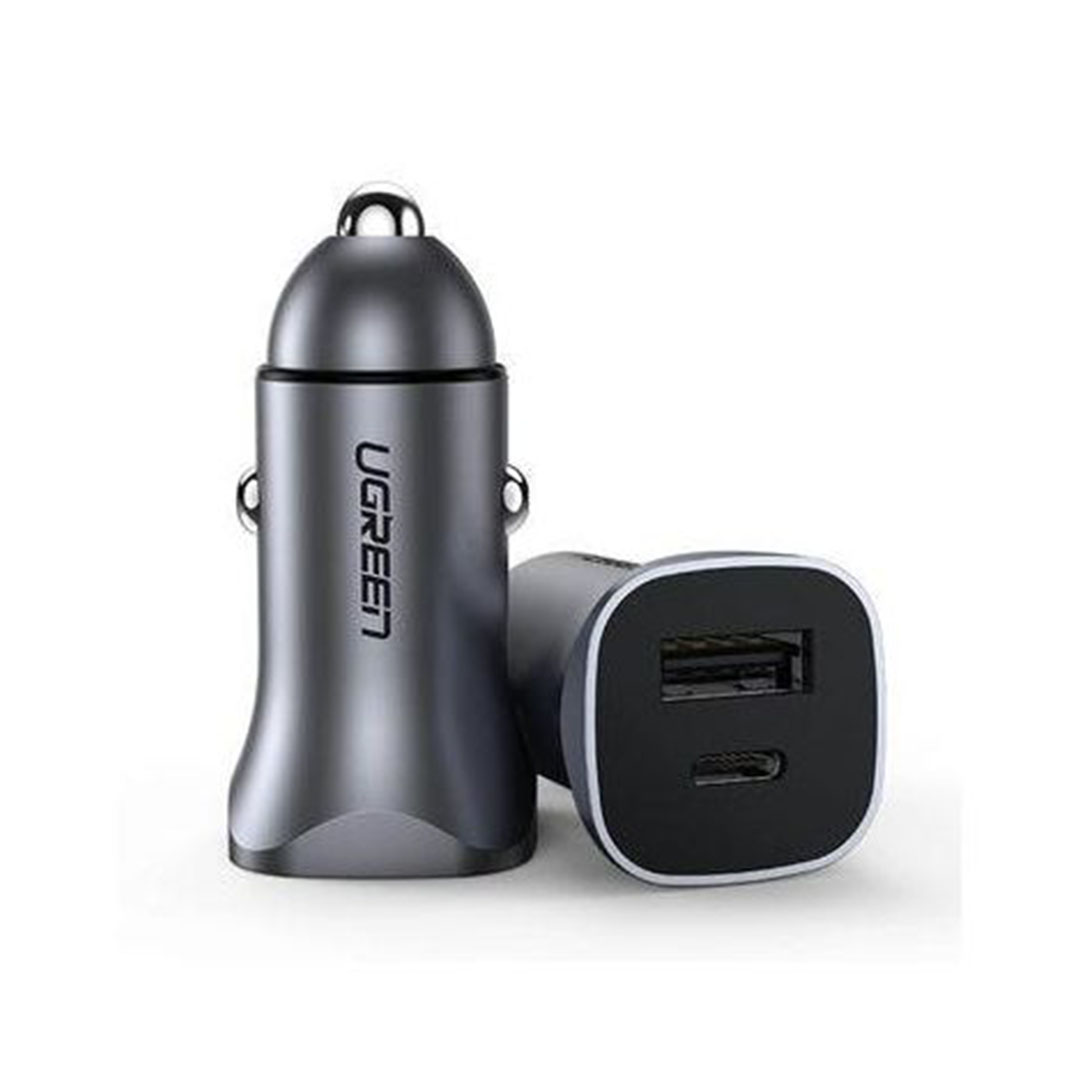 شاحن سيارة يوجرين سريع 2 منفذ 30W - رمادي