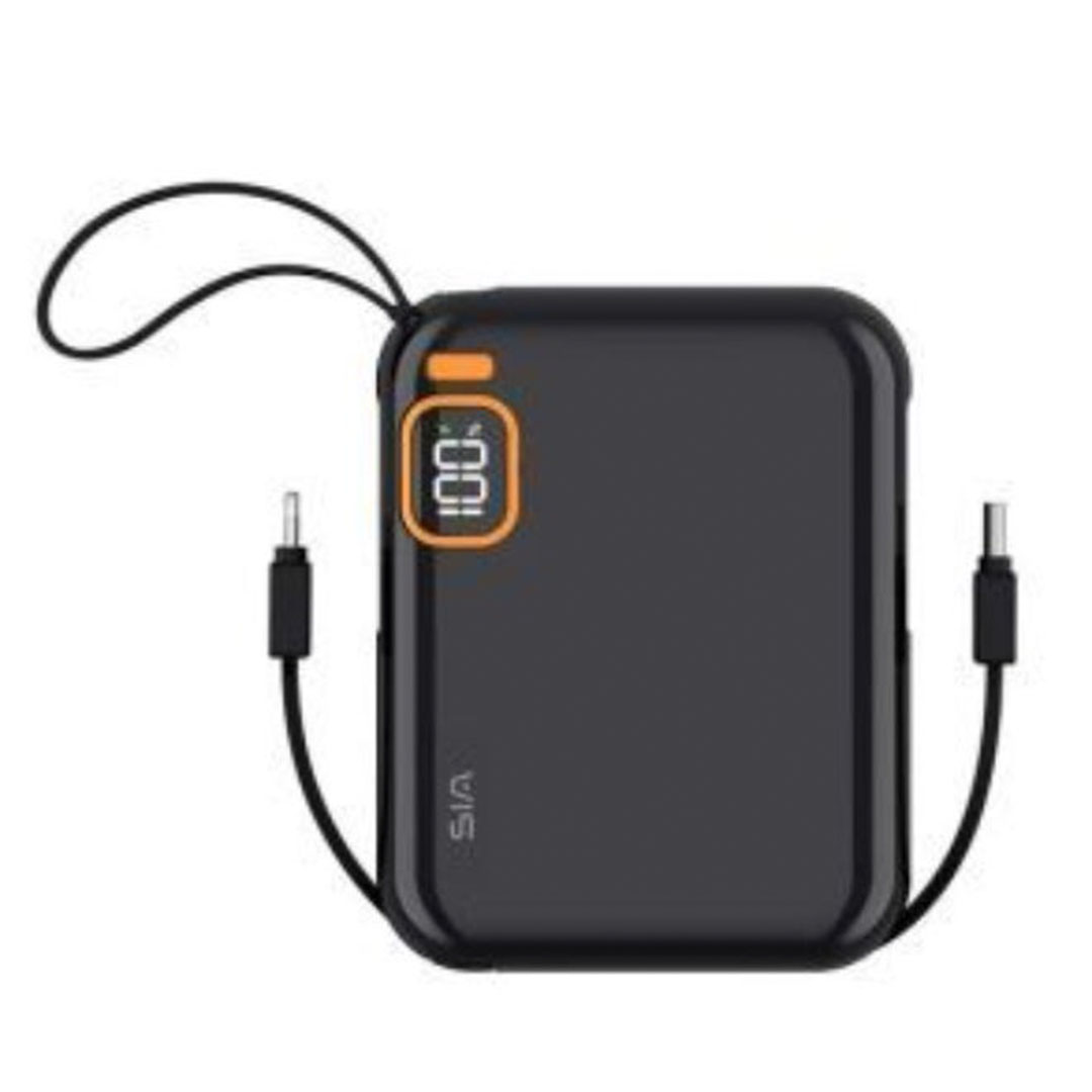 باور بانك مع كابلات مدمجة - 10000 مللي أمبير/ساعة - أسود - PB302
