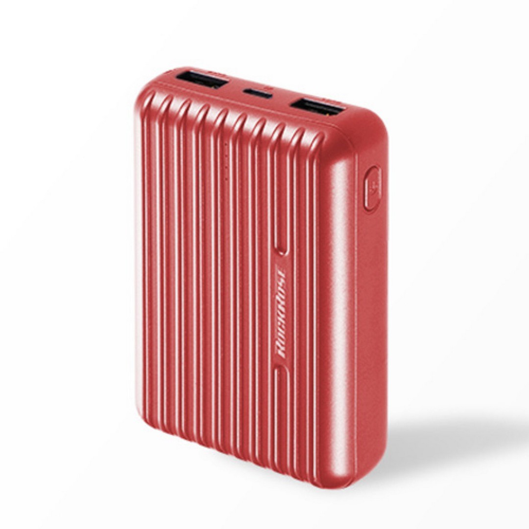 باور بانك روك روز أنديز 10S فائق الصغر بسعة 10000 مللي أمبير/ساعة - أحمر