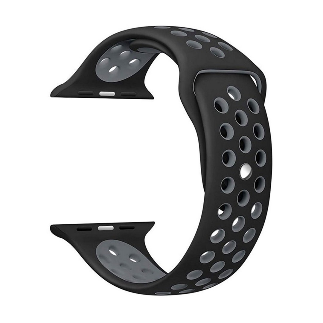 حزام سيليكون لساعة آبل ستاري نايت - 42/44 مم - أسود/رمادي