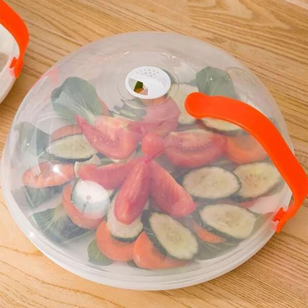 غطاء مقاوم لرذاذ الطعام للميكروويف بمقبض