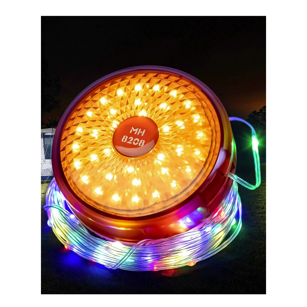 أضواء سلسلة للتخييم قابلة لإعادة الشحن - برتقالي