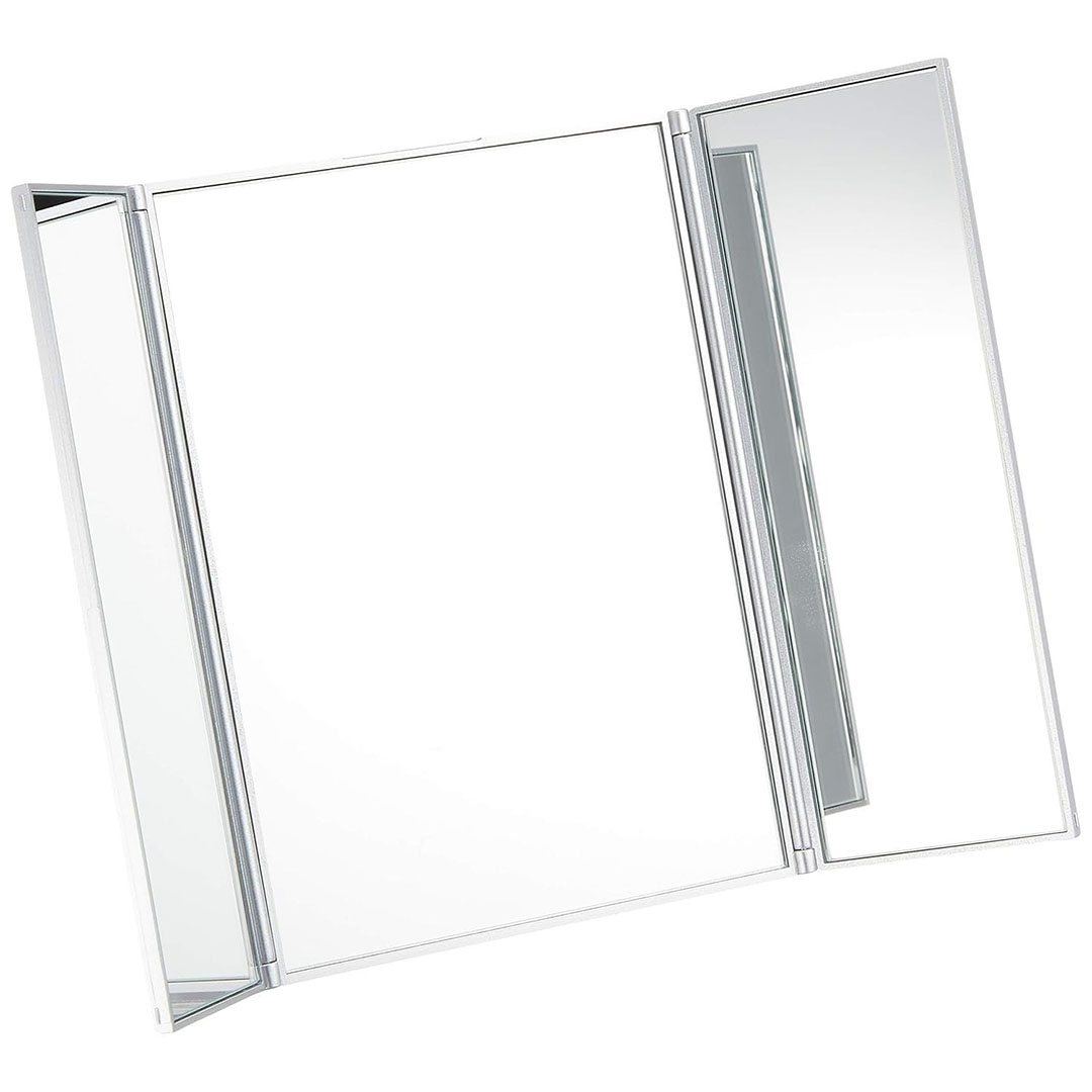 مراية مكياج محمولة وقابلة للطي بثلاث اتجاهات