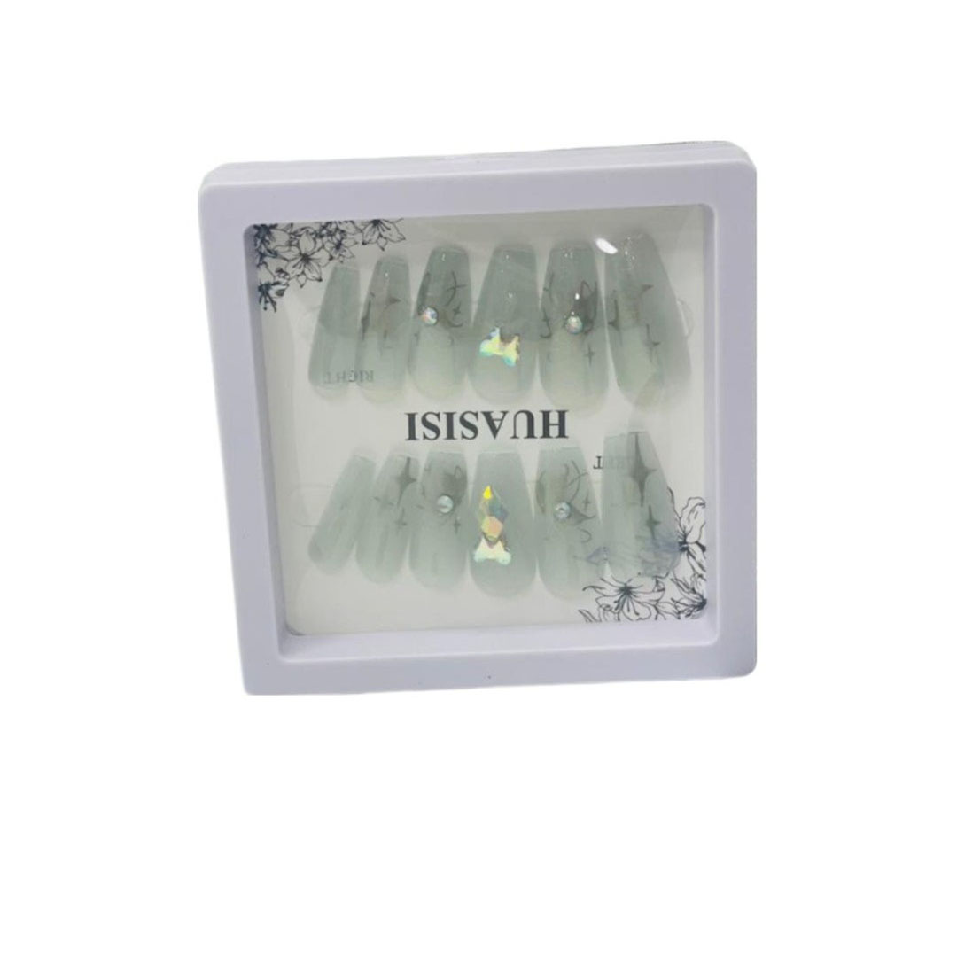أظافر - 12 قطعة - رمادي شفافة
