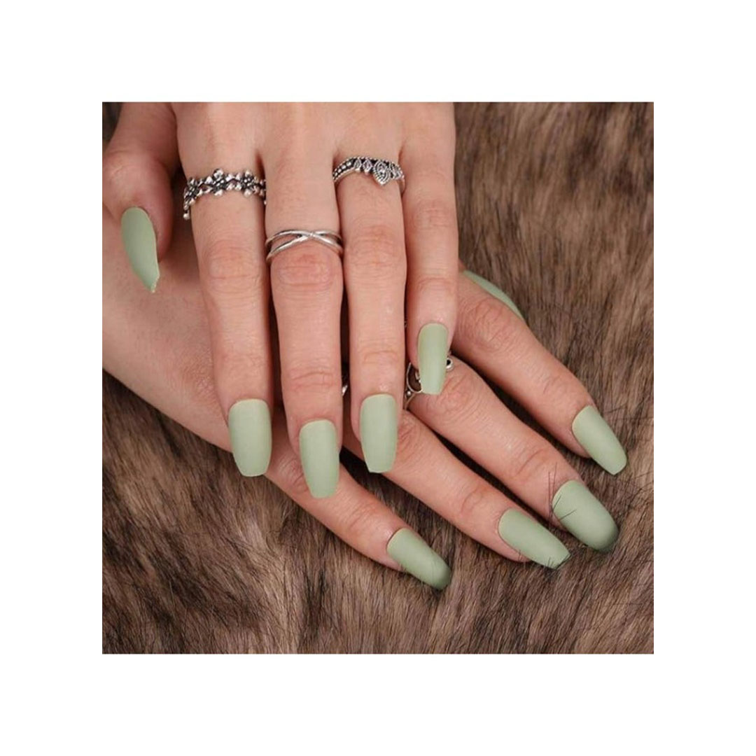 طقم أظافر صناعية 24 قطعة - اخضر