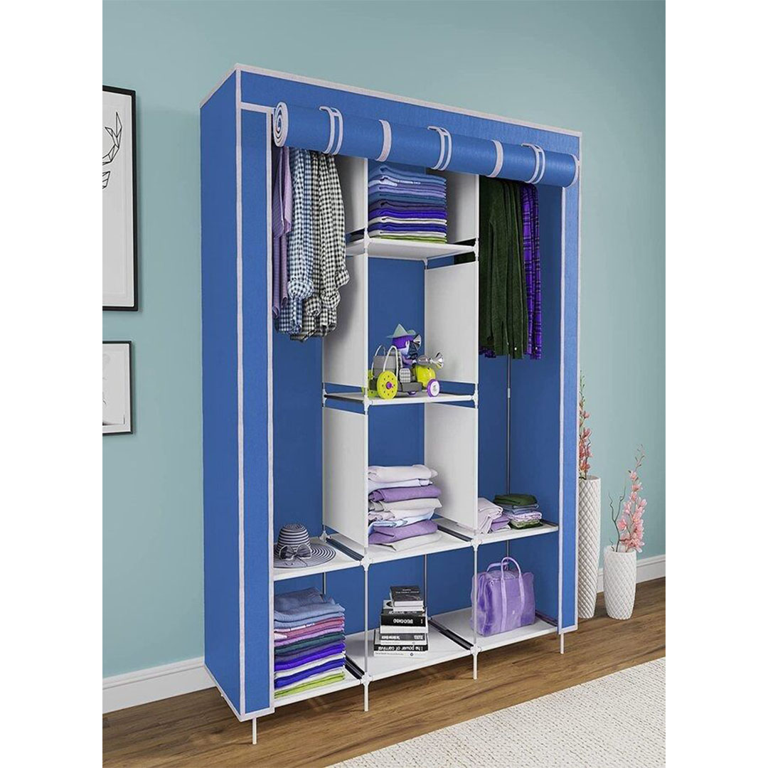 دولاب سفاري محمول للملابس - أزرق