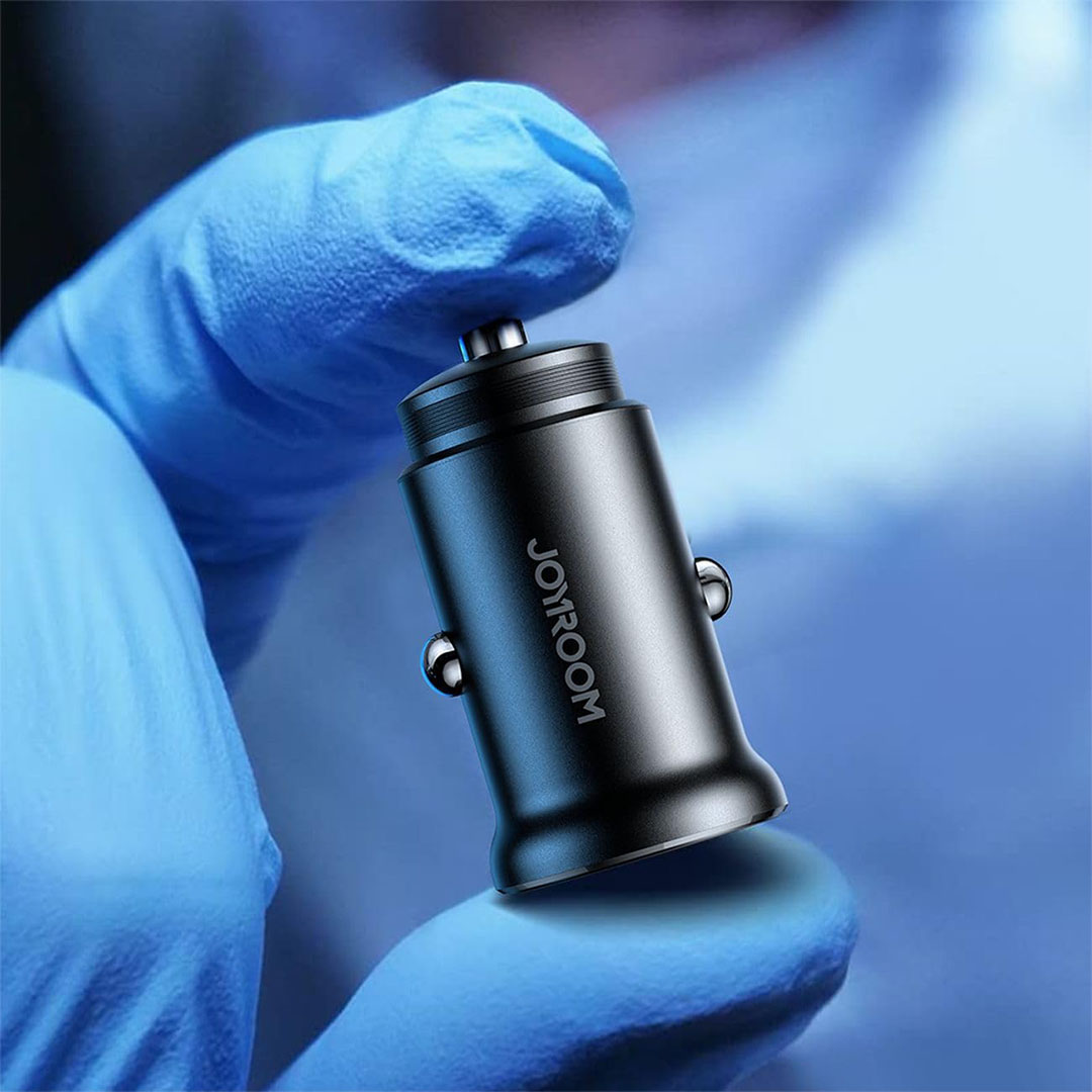 JR-CCN05 شاحن للسيارة - 30 وات - بمنفذين PD /USB - أسود