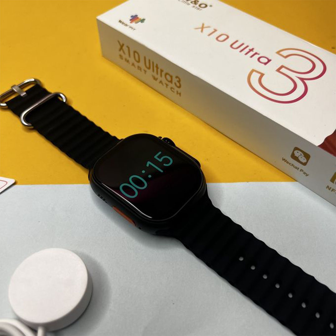 ساعة ذكية X10 Ultra3 Curve 49 مم - شحن لاسلكي - أسود