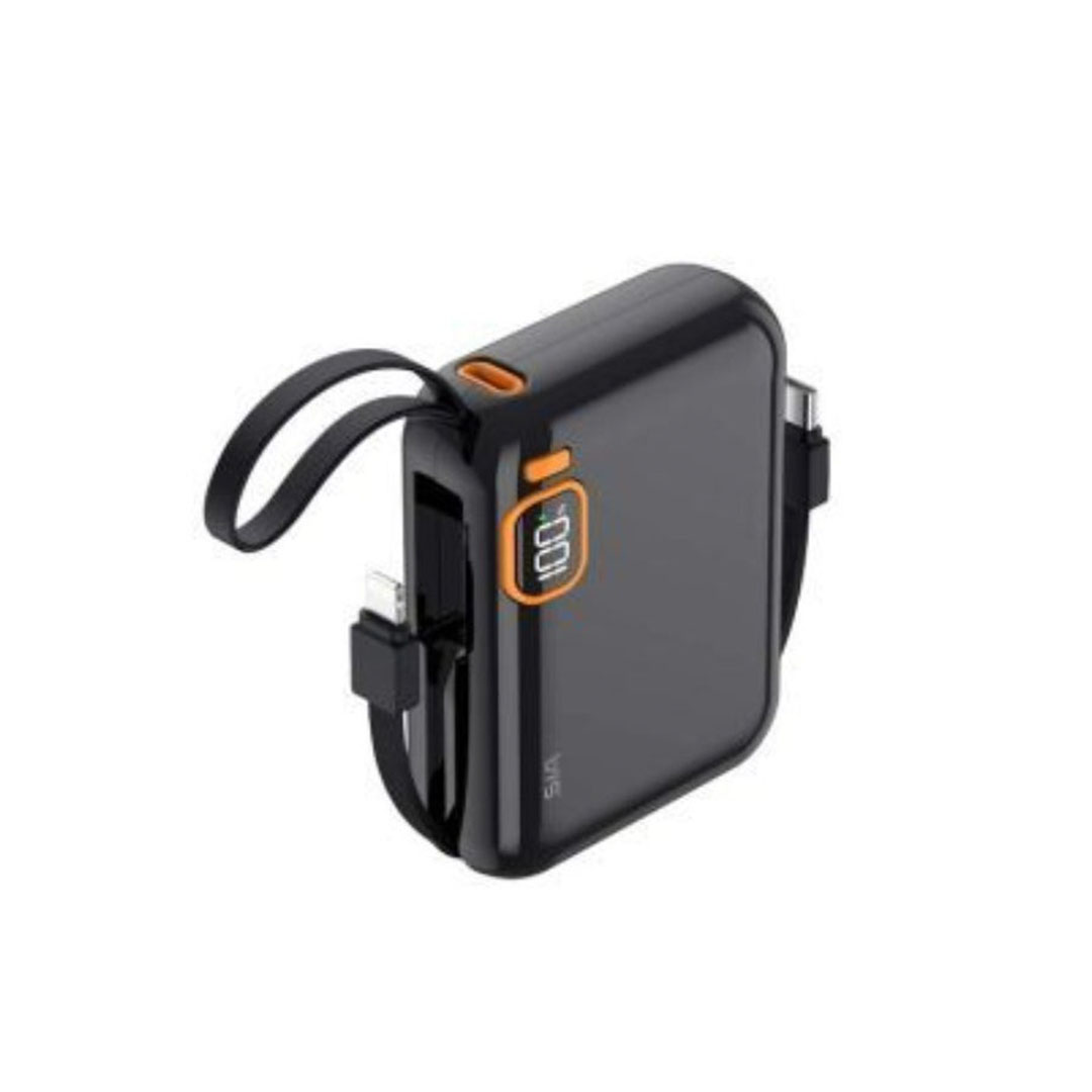 باور بانك مع كابلات مدمجة - 10000 مللي أمبير/ساعة - أسود - PB302