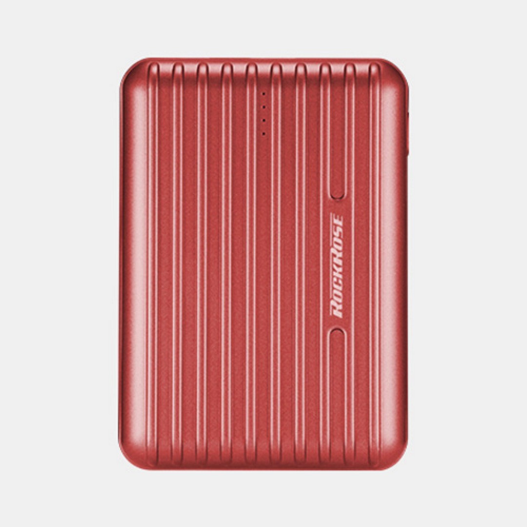 باور بانك روك روز أنديز 10S فائق الصغر بسعة 10000 مللي أمبير/ساعة - أحمر