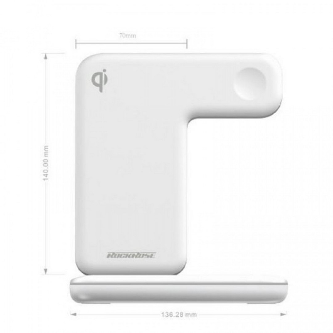 حامل شحن روك روز لاسلكي 3 في 1 - أبيض