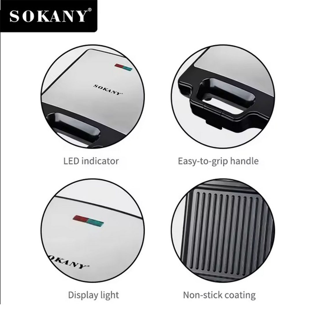 ماكينة صنع السندوتشات 3*1 سوكاني - 1400 وات - أسود -KJ-852