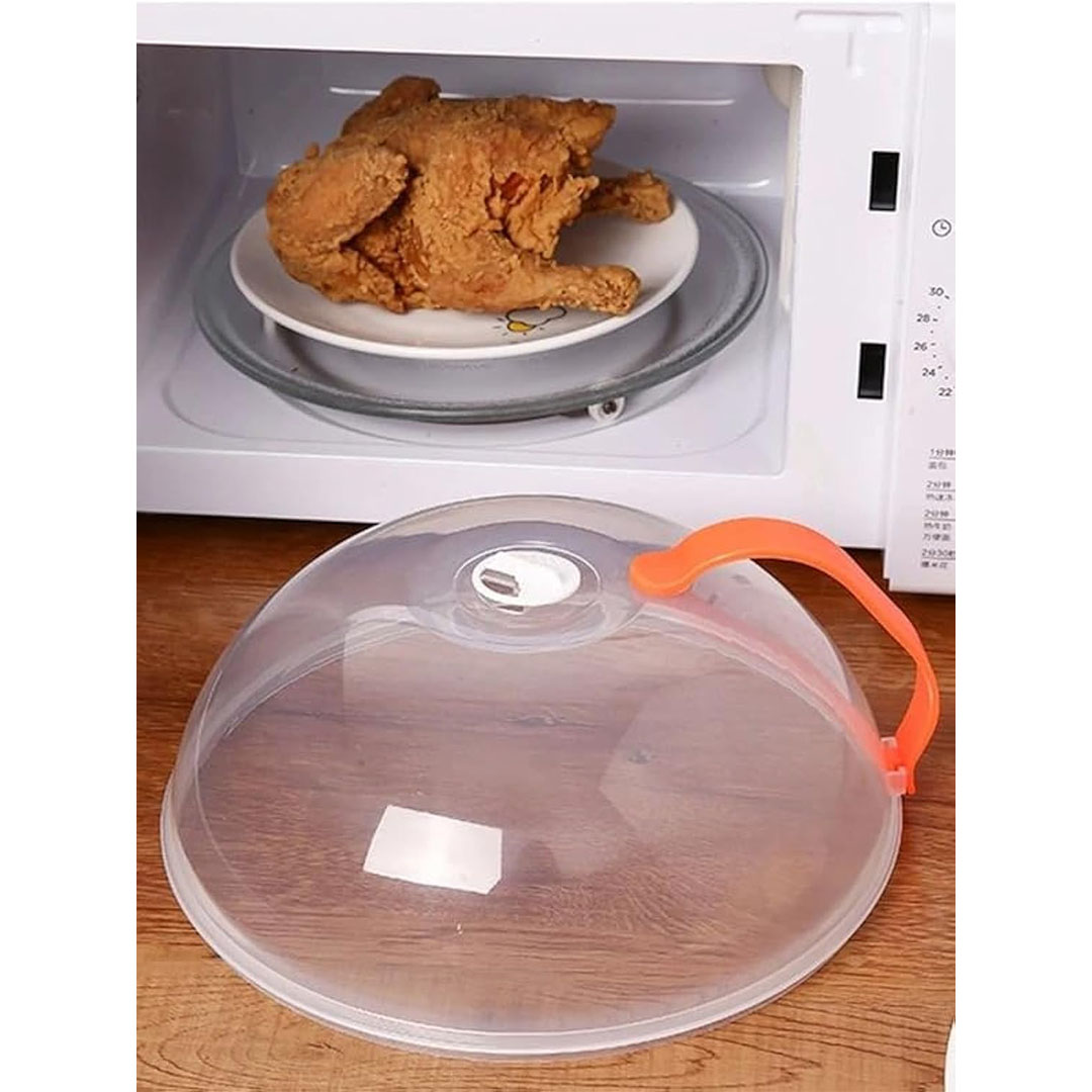 غطاء مقاوم لرذاذ الطعام للميكروويف بمقبض