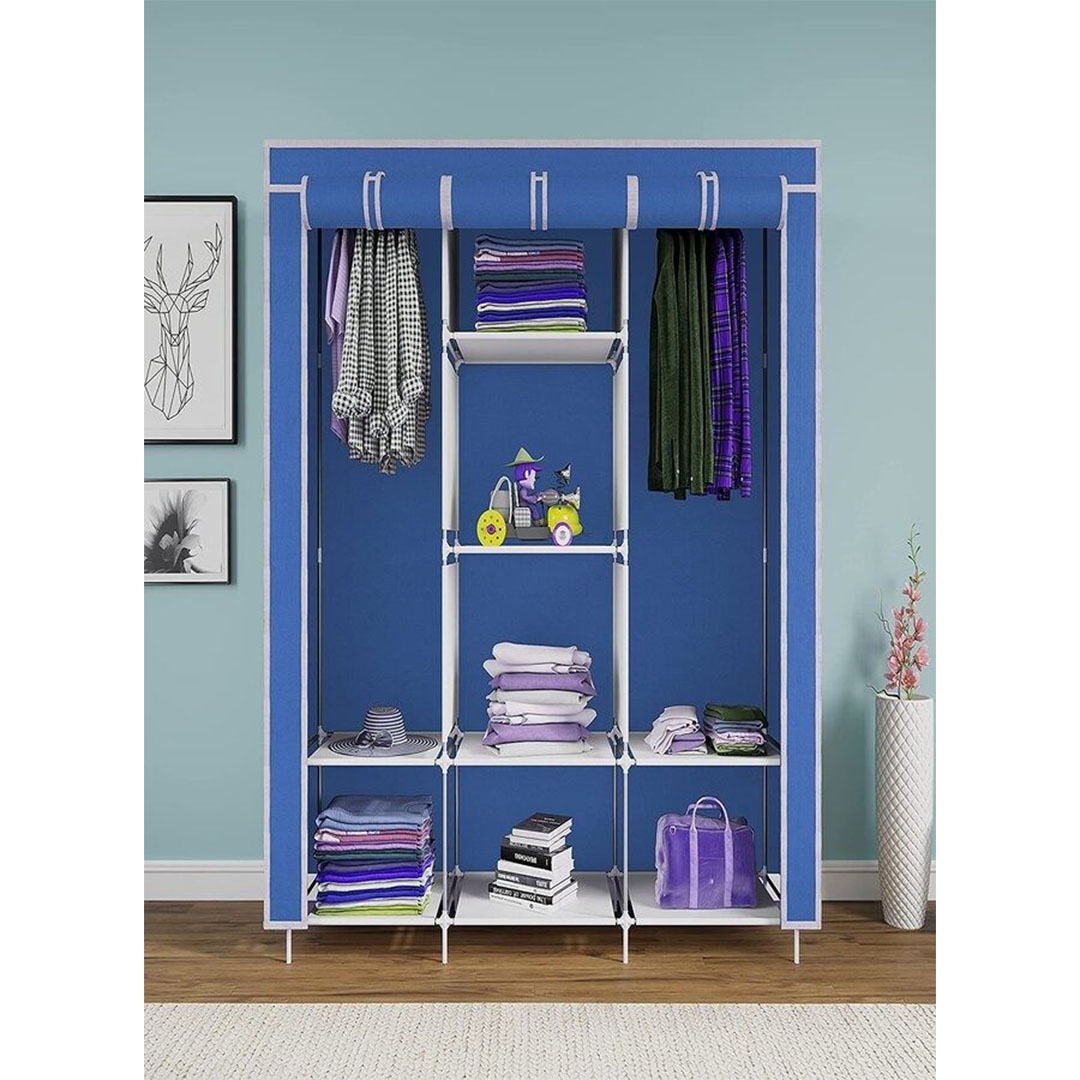 دولاب سفاري محمول للملابس - أزرق