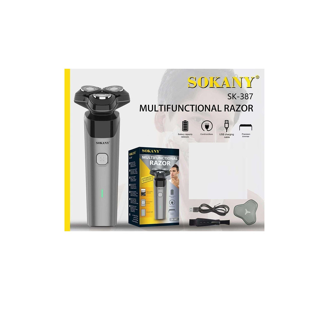 SK-387 ماكينة حلاقة قابلة لإعادة الشحن - فضي