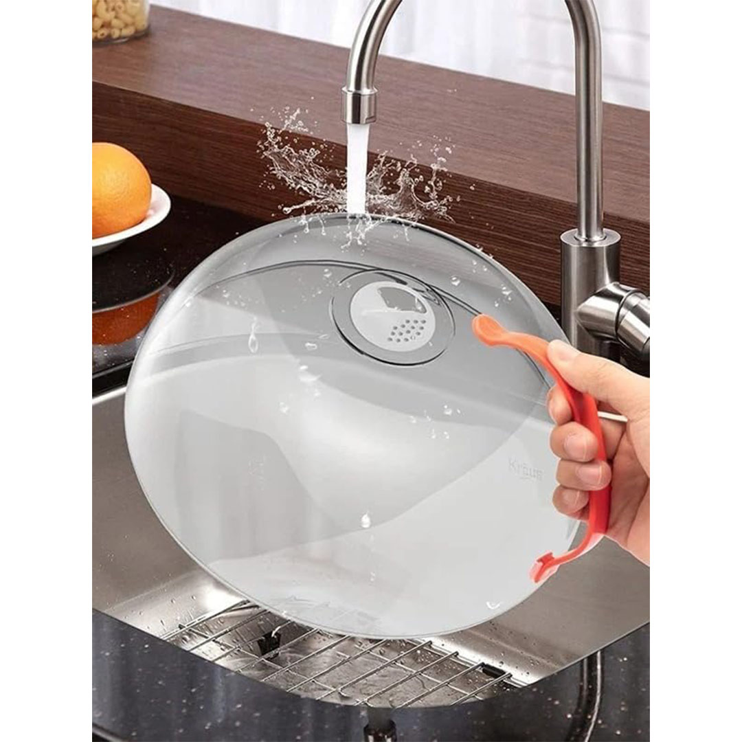 غطاء مقاوم لرذاذ الطعام للميكروويف بمقبض