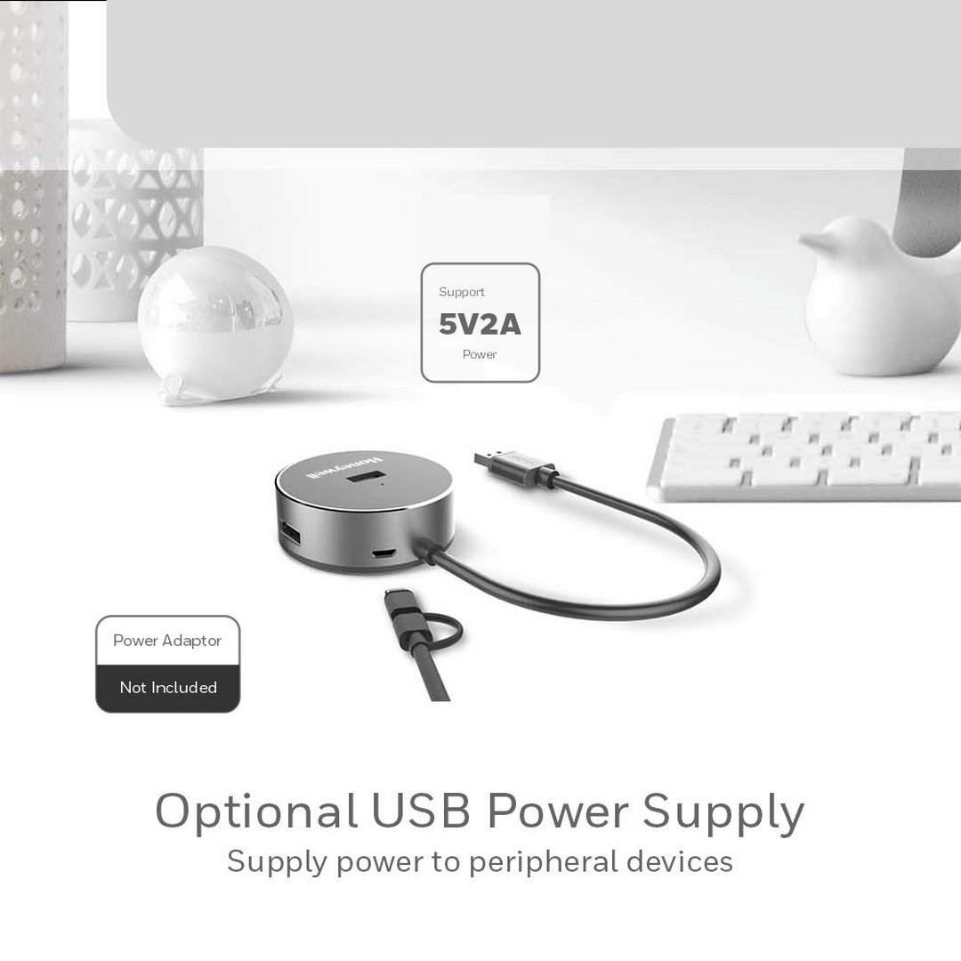 محول هوني ويل USB مومنتوم 6 منافذ و منفذ صوت - رمادي