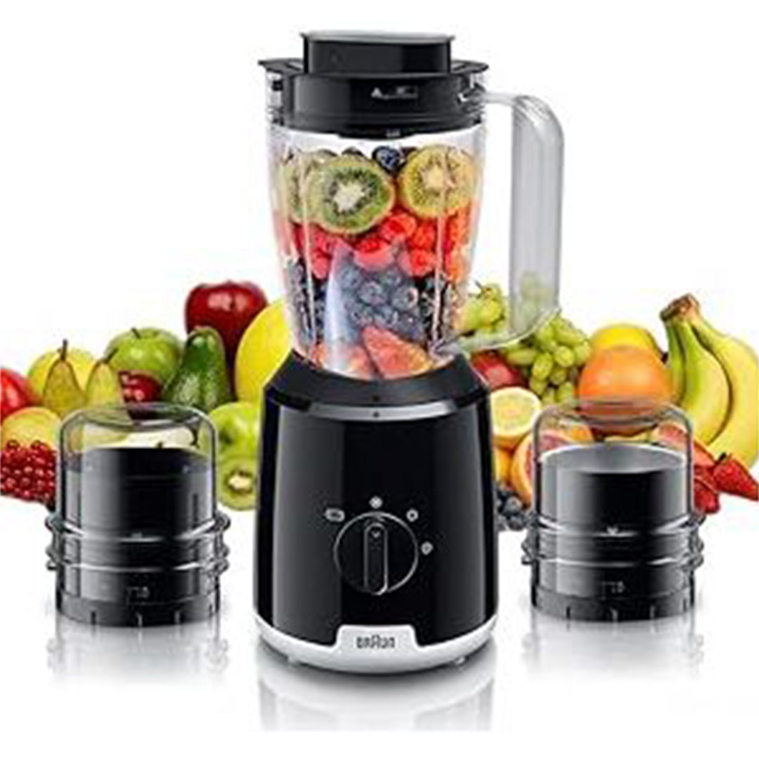 Jb1023 خلاط 3*1 ومطحنة براون - 600 وات - أسود