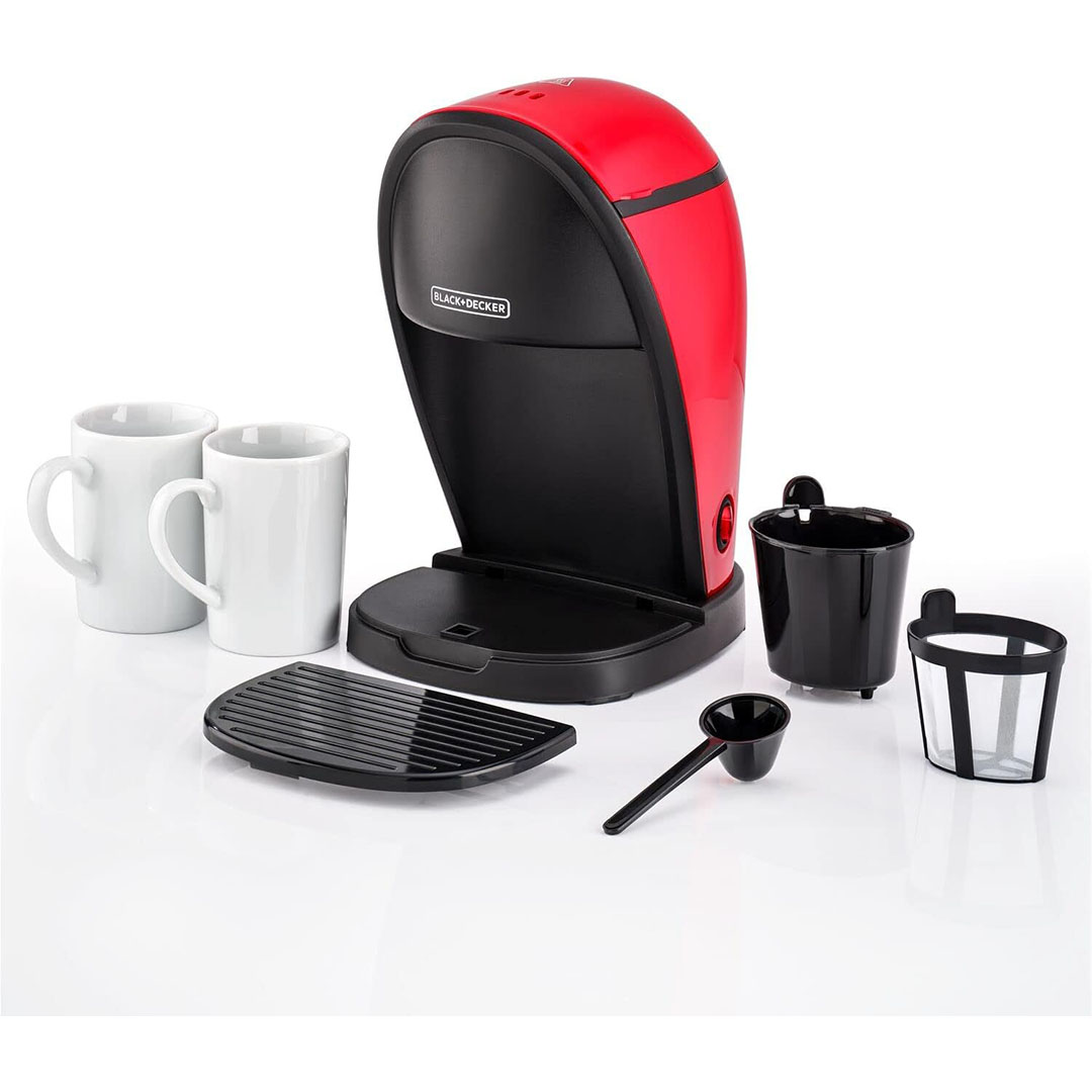 بلاك أند ديكر ماكينة تحضير القهوة المزدوجة - أسود/أحمر - DCM48-B5