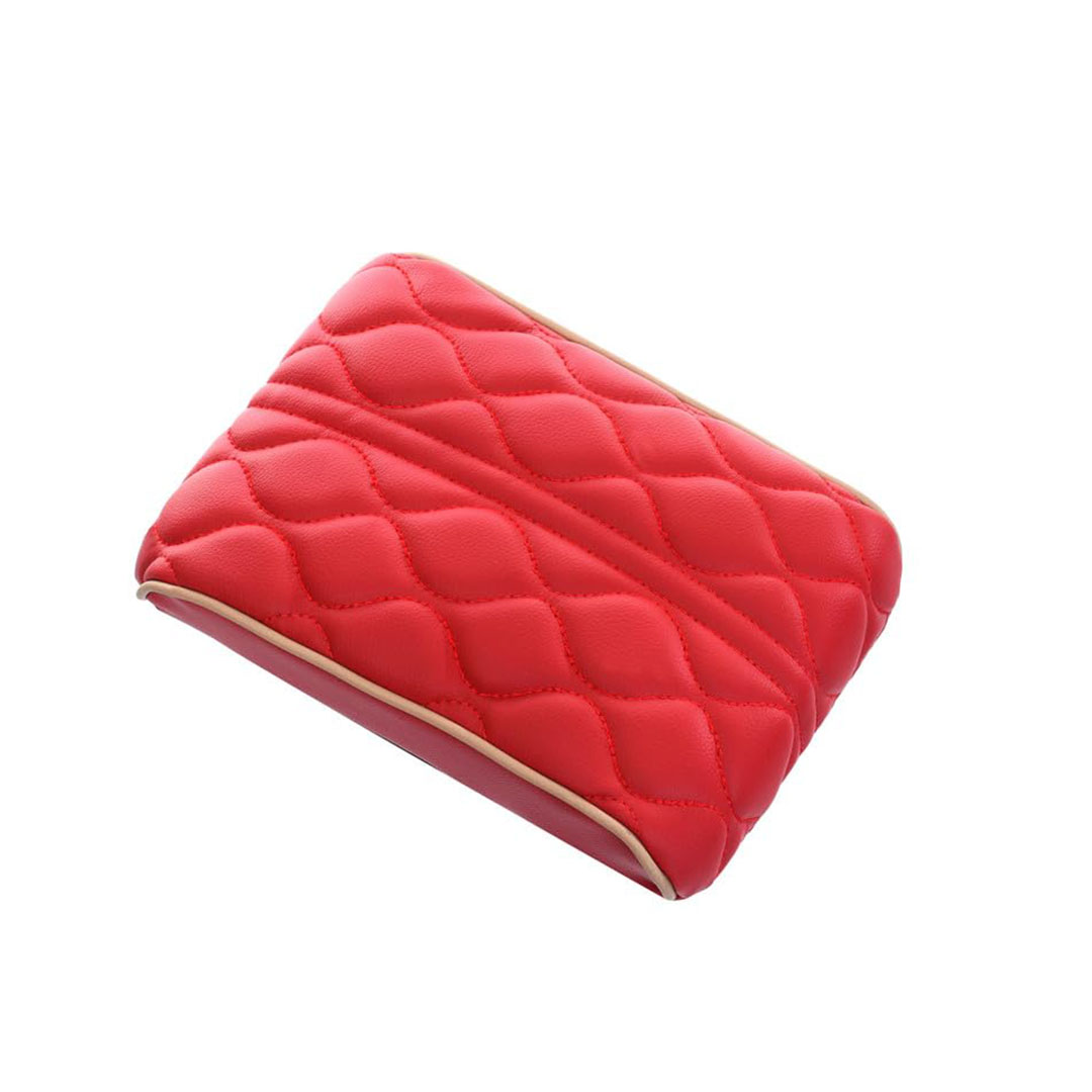 وسادة مسند ذراع الكونسول الوسطي من الجلد الطبيعي - أحمر