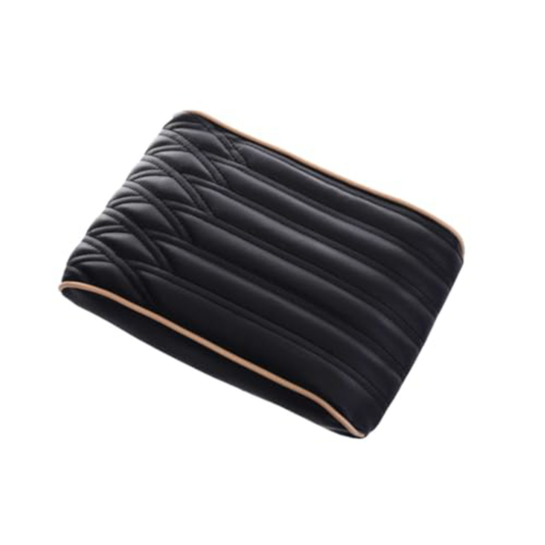 وسادة مسند ذراع الكونسول الوسطي من الجلد الطبيعي - أحمر/أسود