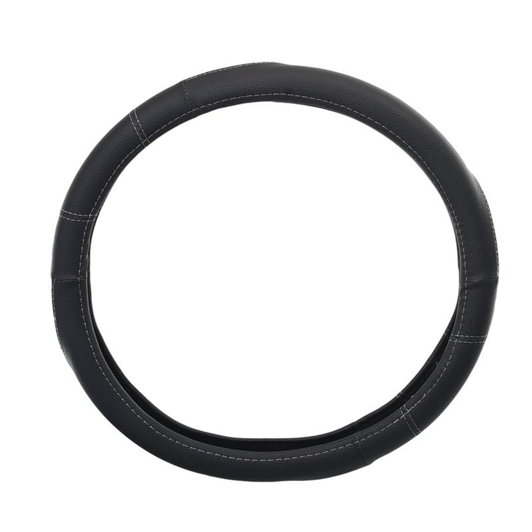 غطاء طارة دركسيون من الجلد - أسود/رمادي