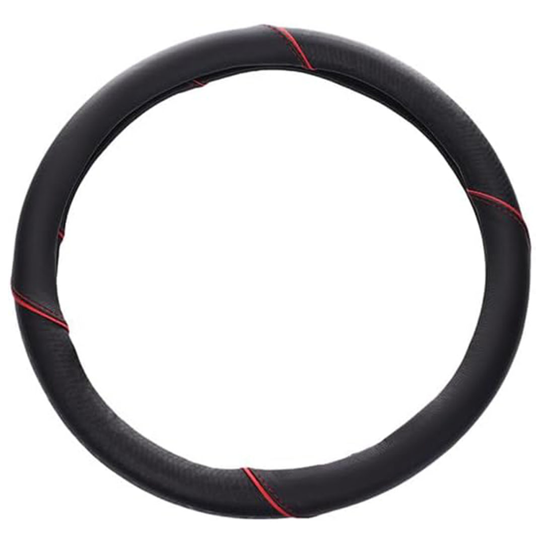 غطاء طارة دركسيون من الجلد والمطاط - أسود وأحمر