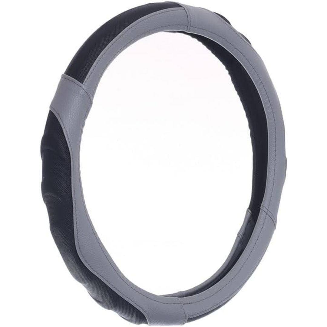 غطاء عجلة القيادة من الجلد والمطاط - رمادي