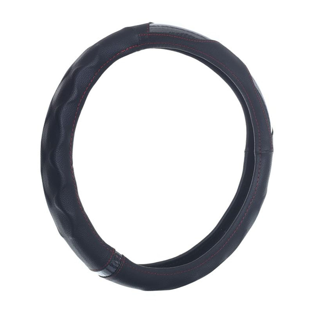 غطاء طارة دركسيون من الجلد والمطاط وألياف الكربون - رمادي غامق