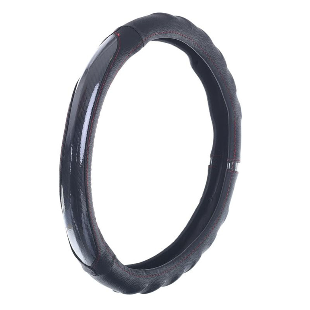 غطاء طارة دركسيون من الجلد والمطاط وألياف الكربون - أسود