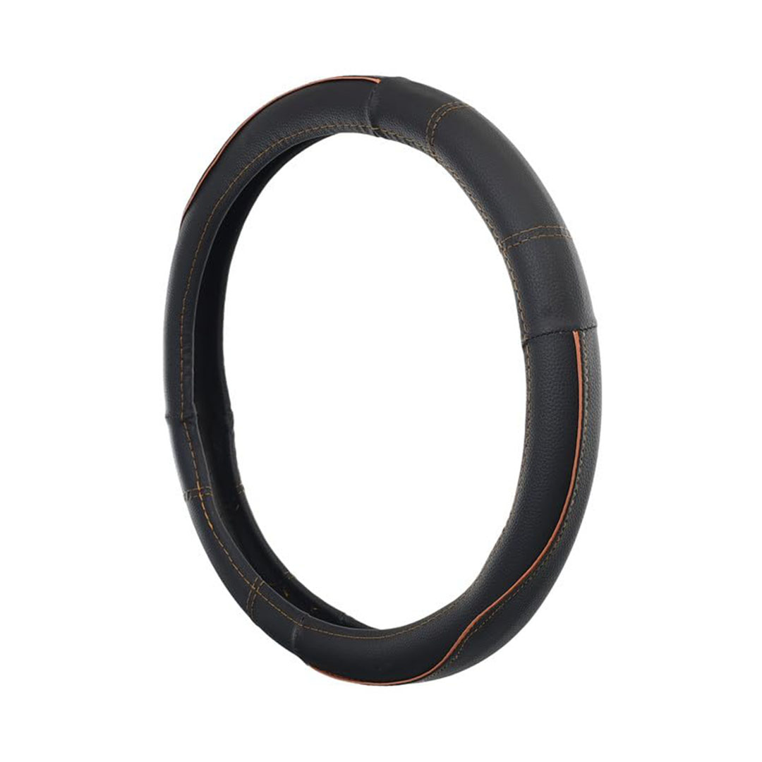 غطاء طارة دركسيون من الجلد - أسود/أصفر