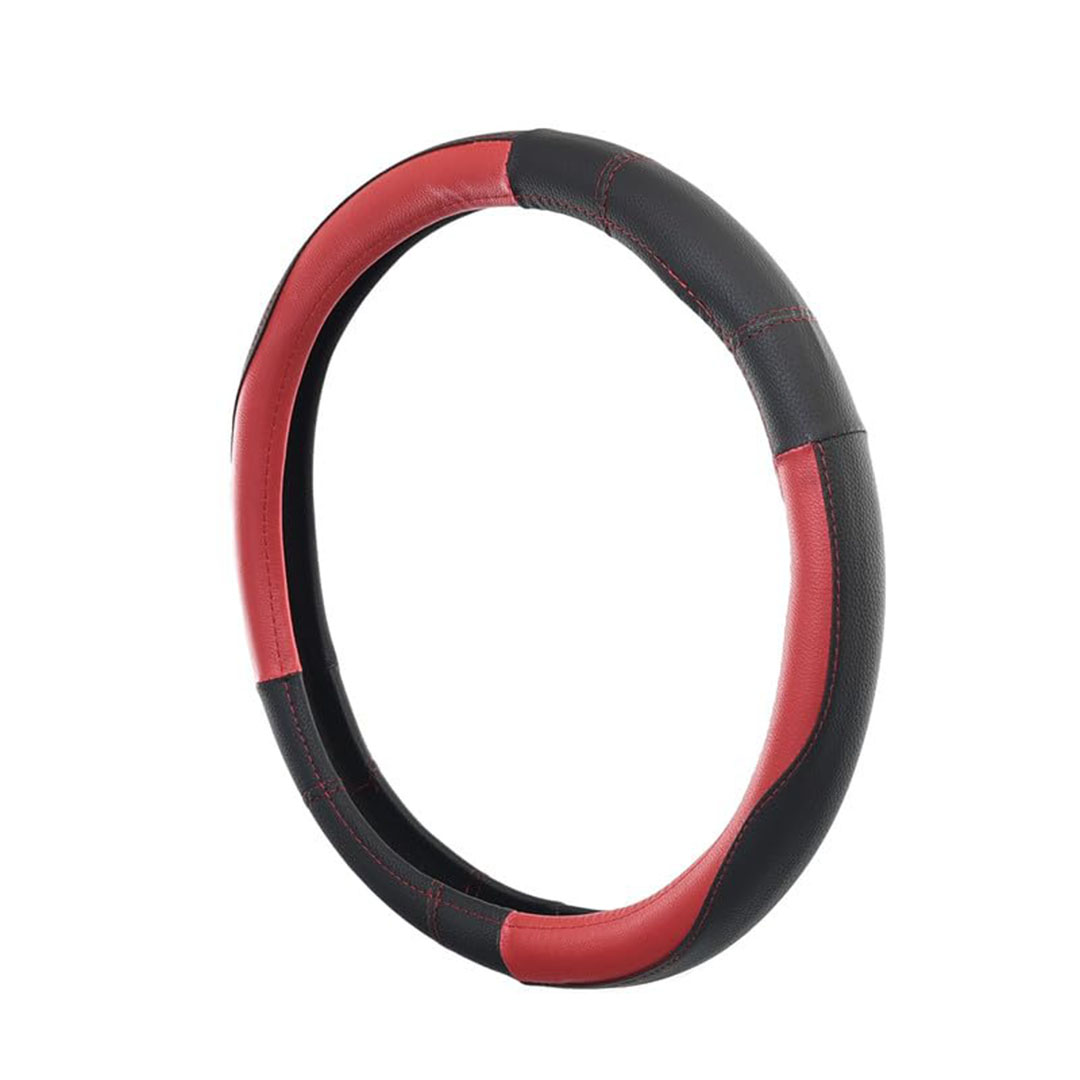 غطاء طارة دركسيون من الجلد - أسود/أحمر