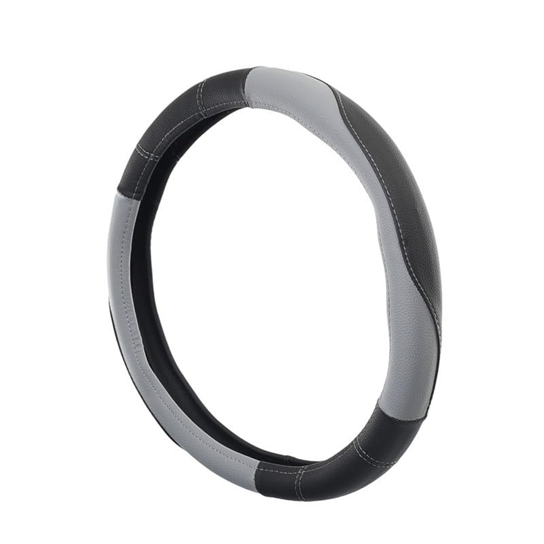 غطاء طارة دركسيون الجلد - أسود/رمادي