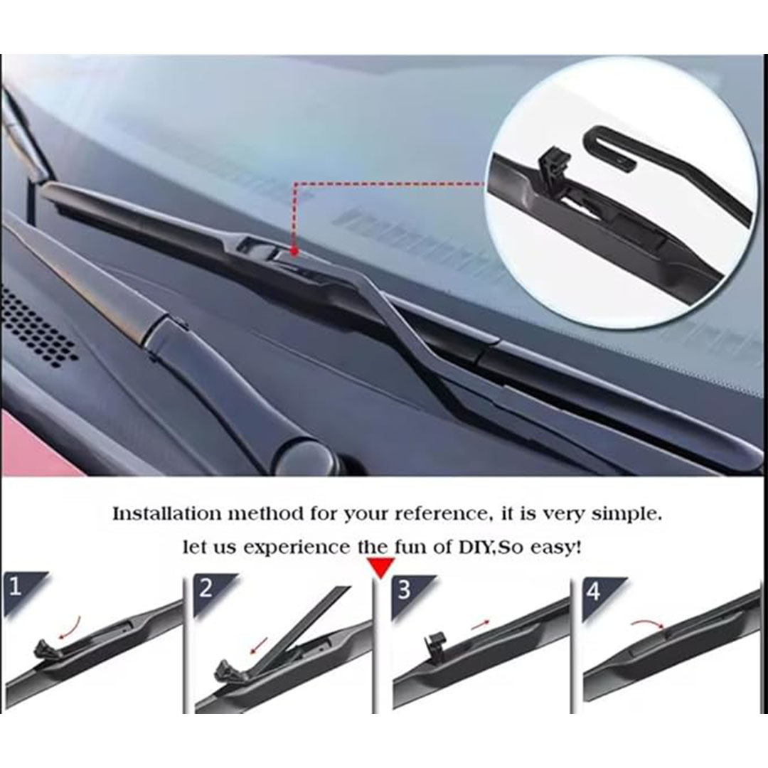 مساحة عظم لزجاج السيارة الامامي - 2 قطعة - 16 بوصة - أسود