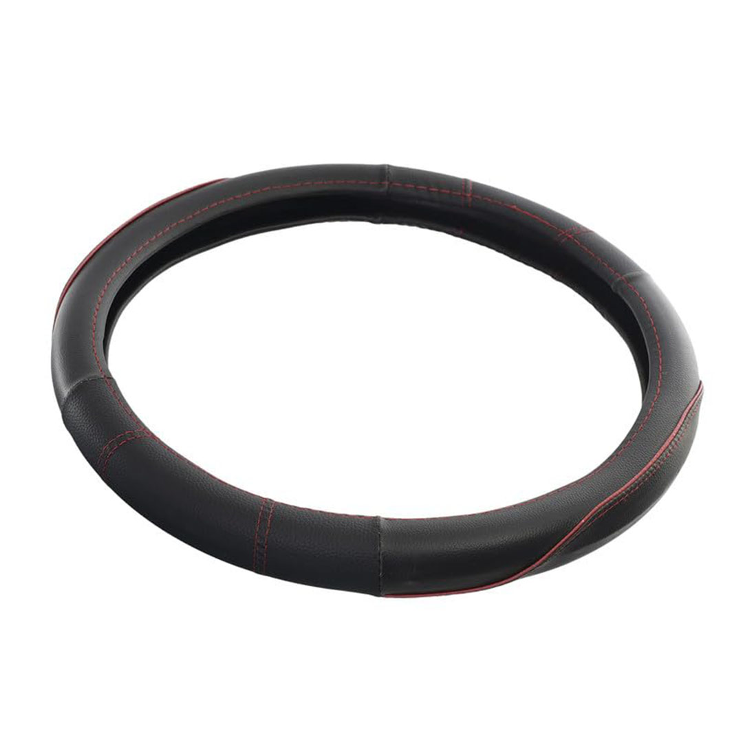 غطاء طارة دركسيون من الجلد والمطاط - أسود/أحمر