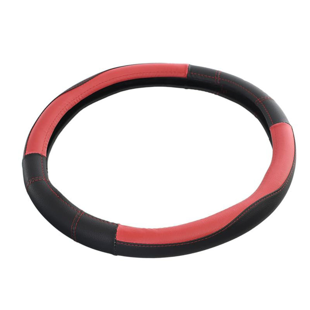 غطاء طارة دركسيون من الجلد - أسود/أحمر