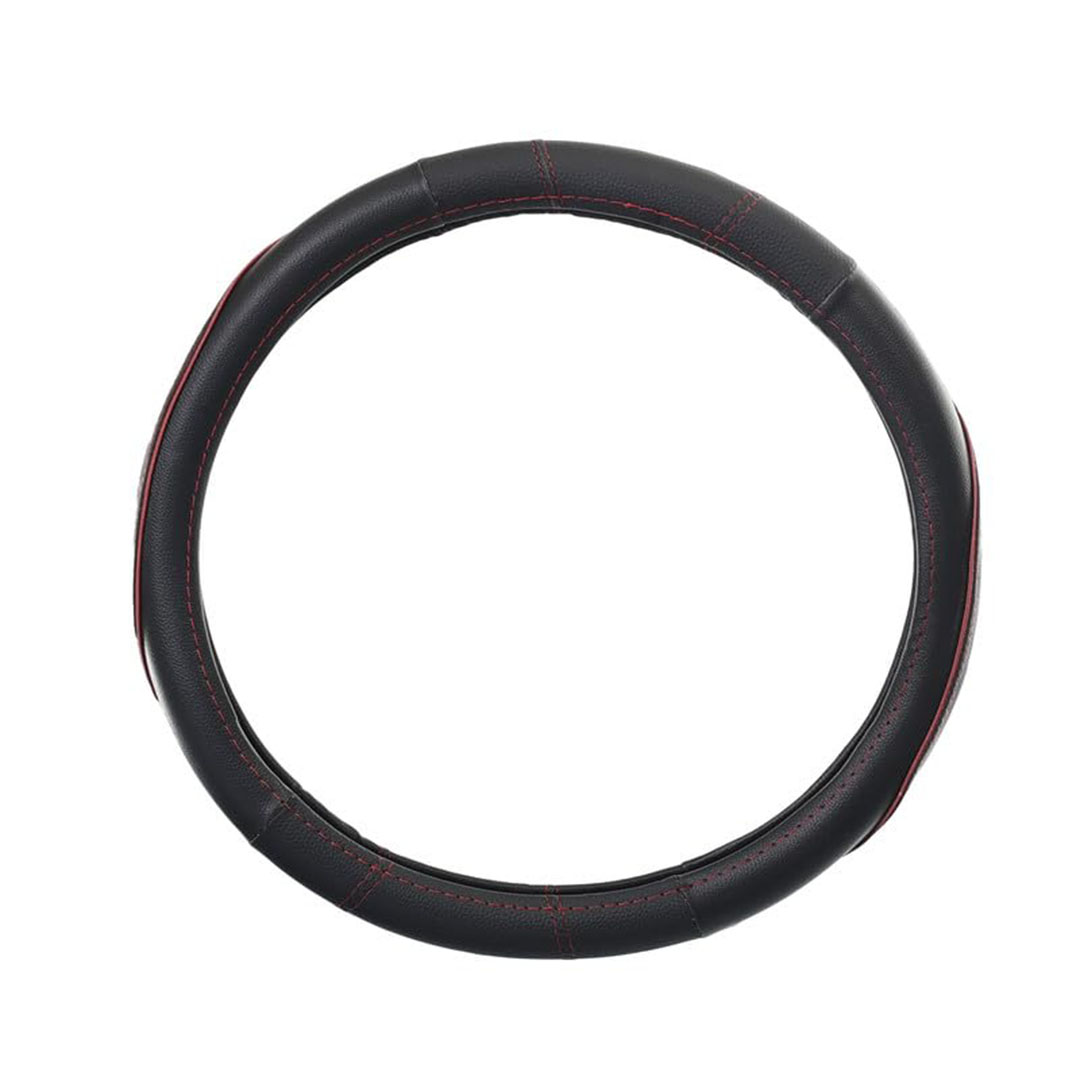 غطاء طارة دركسيون من الجلد والمطاط - أسود/أحمر