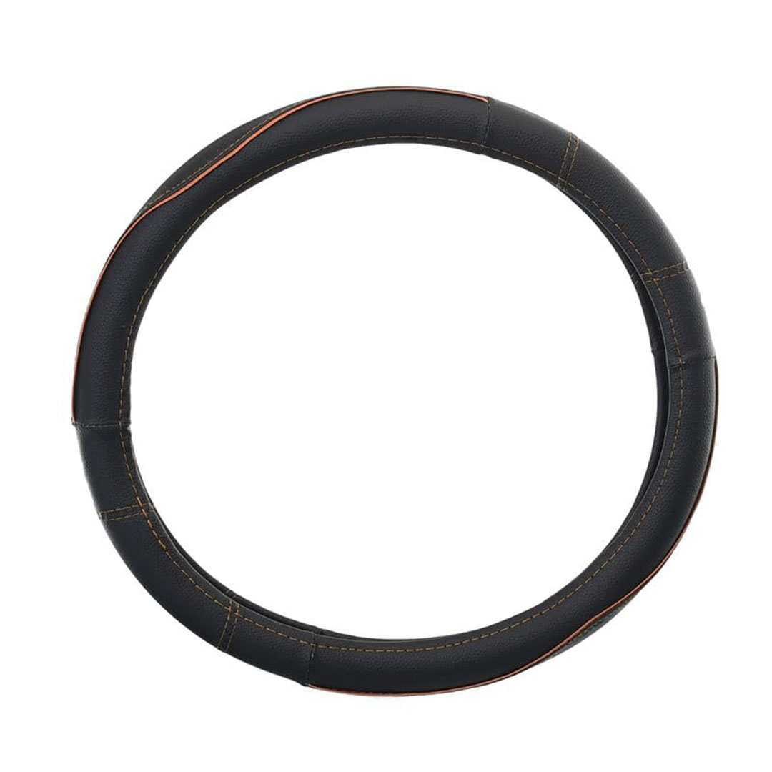 غطاء طارة دركسيون من الجلد - أسود/أصفر