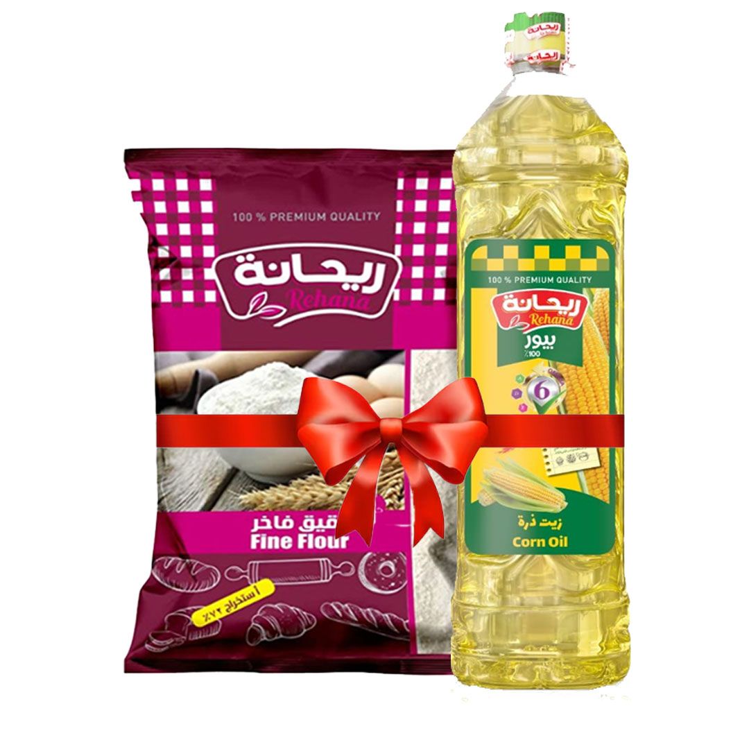 ريحانة زيت ذرة 800 مللي مع كيس دقيق ريحانة 1 كيلو